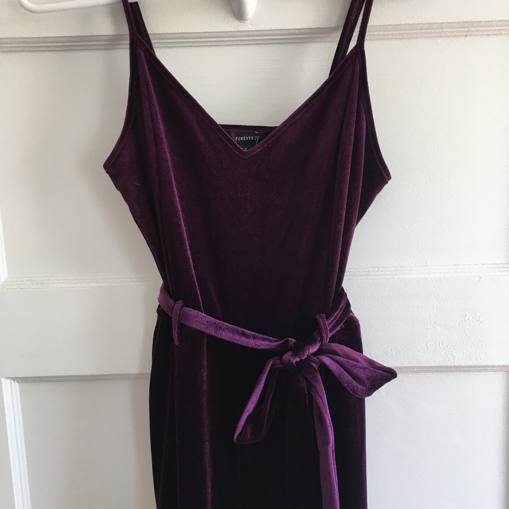 F21 Purple Velvet Jumpsuit